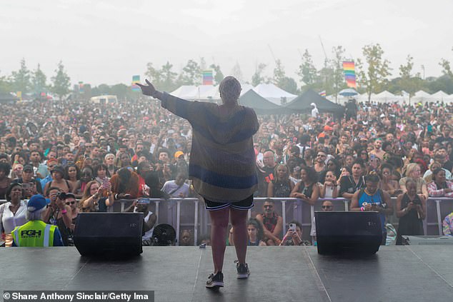 Fans: Emeli later took to the stage to perform in front of fans