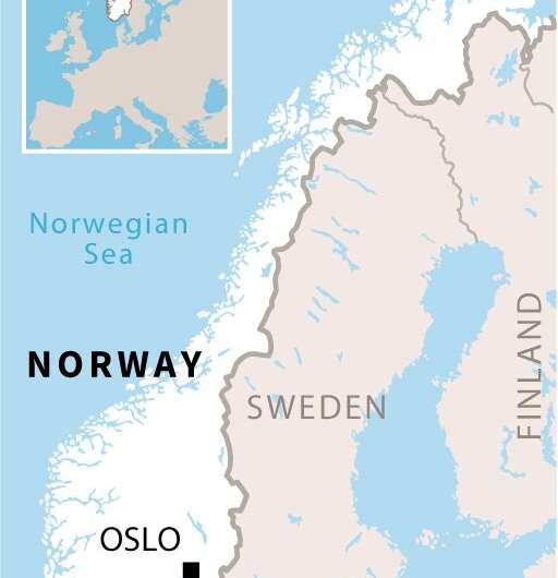 Map locating Oslo in Norway