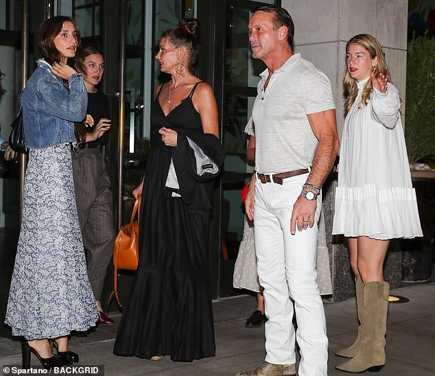 Three girls: They were celebrating daughter Maggie’s (far right) 24th birthday. In addition to Maggie they have Gracie, 25, (second from left) and Audrey, 20 (far left)