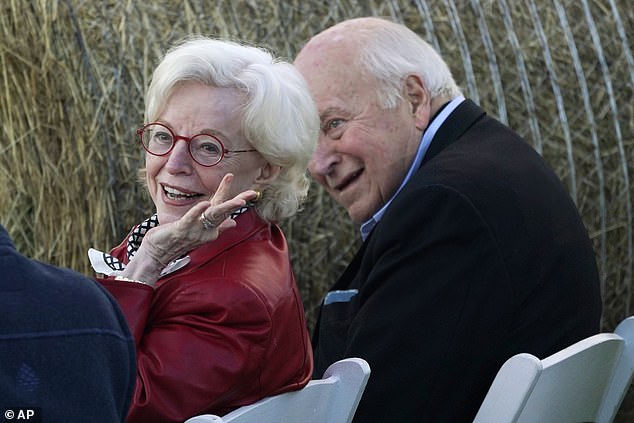 Rep. Liz Cheney's parents Lynne Cheney (left) and former Vice President Dick Cheney (right) sat in the audience as she delivered her concession speech