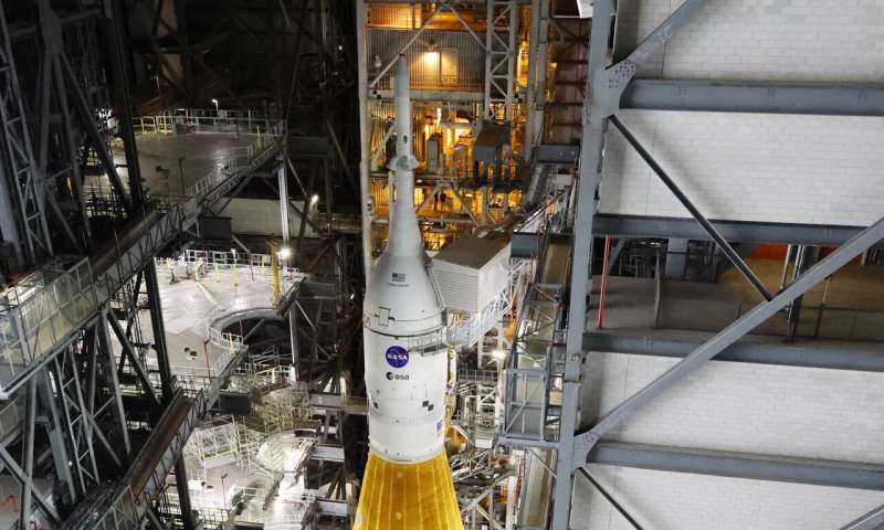 NASA's moon rocket moved to launch pad for 1st test flight