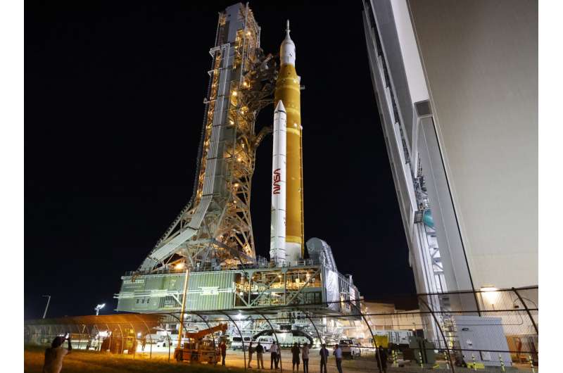 NASA's moon rocket moved to launch pad for 1st test flight