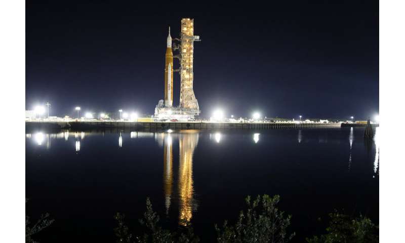 NASA's moon rocket moved to launch pad for 1st test flight