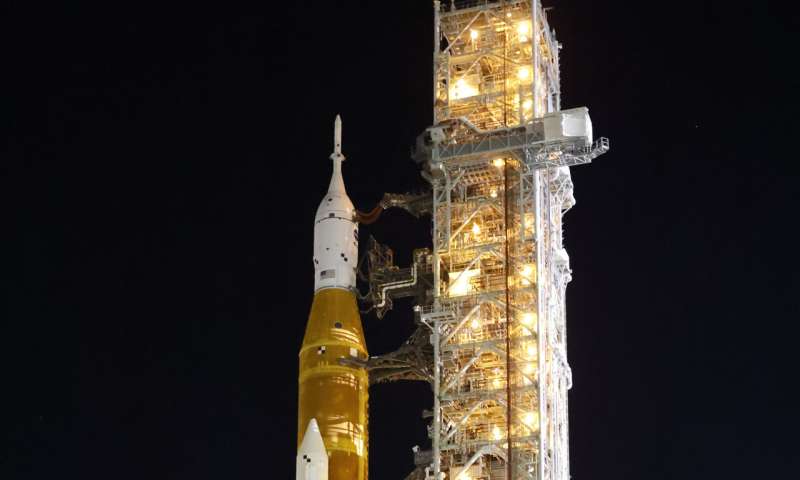 NASA's moon rocket moved to launch pad for 1st test flight