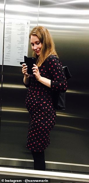 Ms Marin charted her pregnancy journey on her Instagram page, sharing selfies of her pregnancy bump (pictured)