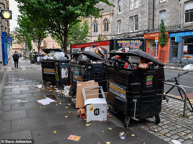 Hundreds of GMB and Unite members who work for local councils are now believed to have been offered a 5% increase in wages after previously rejecting two per cent and 3.5 per cent offers. Pictured: Some more rubbish