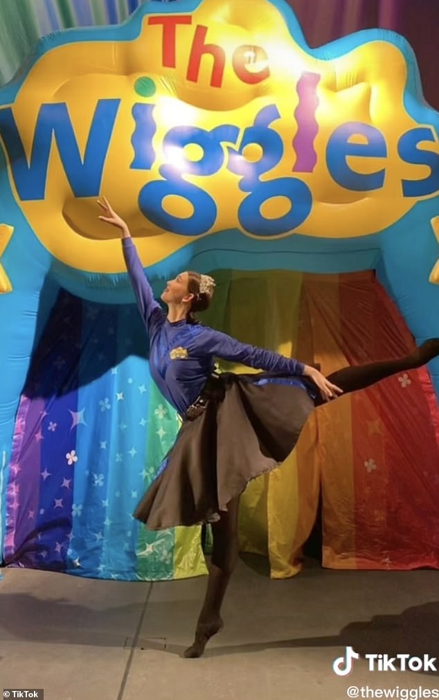 Lucia then shared a recent photo of herself dancing for the children's group while wearing a blue skivvy