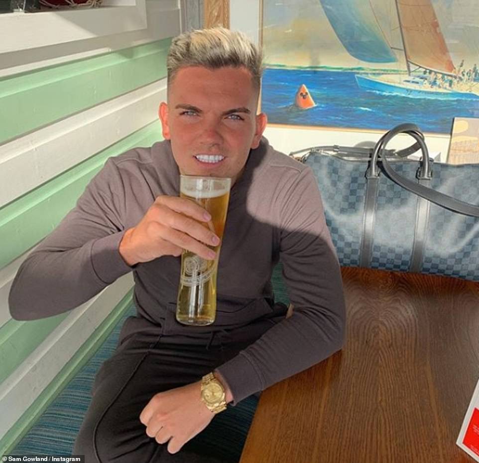 Cheers to that: 2017 contestant Sam Gowland is worth £285,000 courtesy of his Geordie Shore role and property business