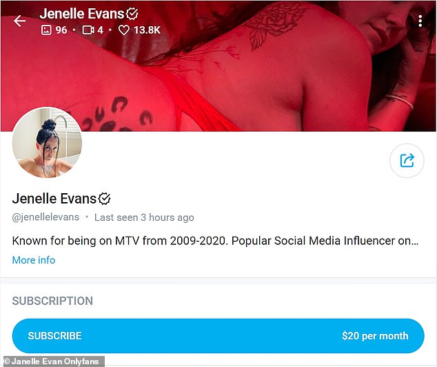 XXX platform: The former medical assistant - who was arrested four times between 2010-2012 - also commands $20/month on OnlyFans, which has been 'very financially successful for me'