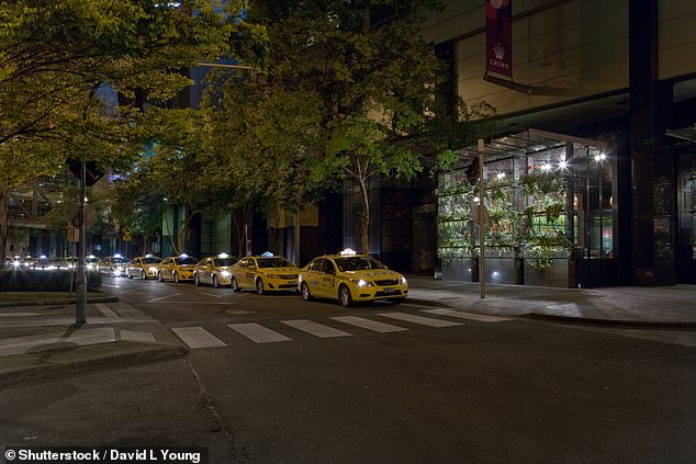 Mr Jones said when he approached the line of taxis, each of the drivers refused to put the meter on and instead charged an 'exorbitant' set fee of $80 (pictured, taxis in Melbourne)