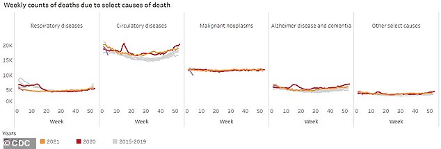 While Covid accounted for 90% of excess deaths in the U.S. during the pandemic's first year, there was also a surge in deaths caused by cancer, heart and cognitive conditions, the CDC reports