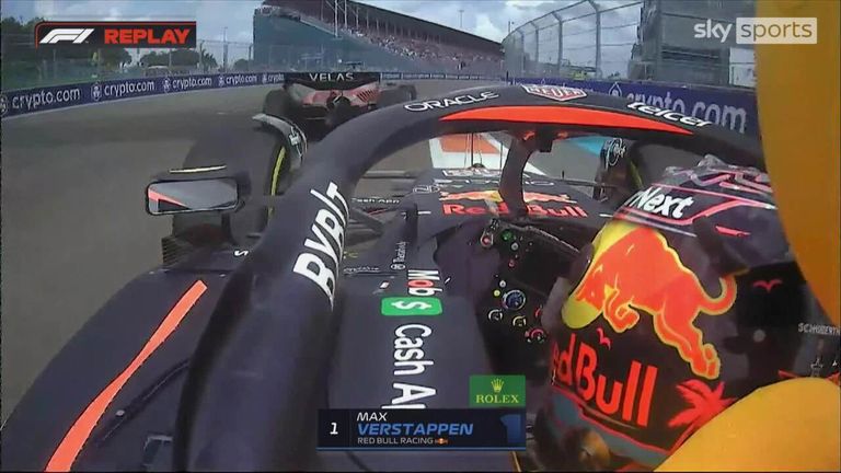 Max Verstappen is now leading the Miami GP with a nice manoeuvre on Charles Leclerc