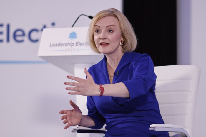 British Foreign Secretary and Tory leadership candidate Liz Truss at the Conservative Party leadership election hustings at the Holiday Inn Norwich North last night