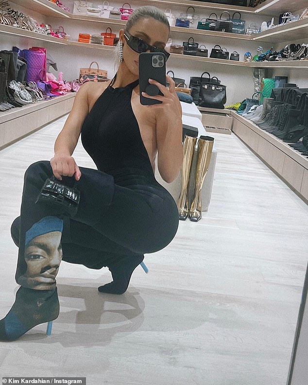 One more: While Kim also took the opportunity to snap a mirror selfie in her sprawling wardrobe