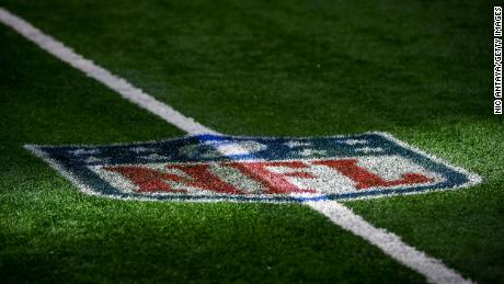 The NFL logo is pictured during the game between the Detroit Lions and Green Bay Packers at Ford Field on January 9 in Detroit.