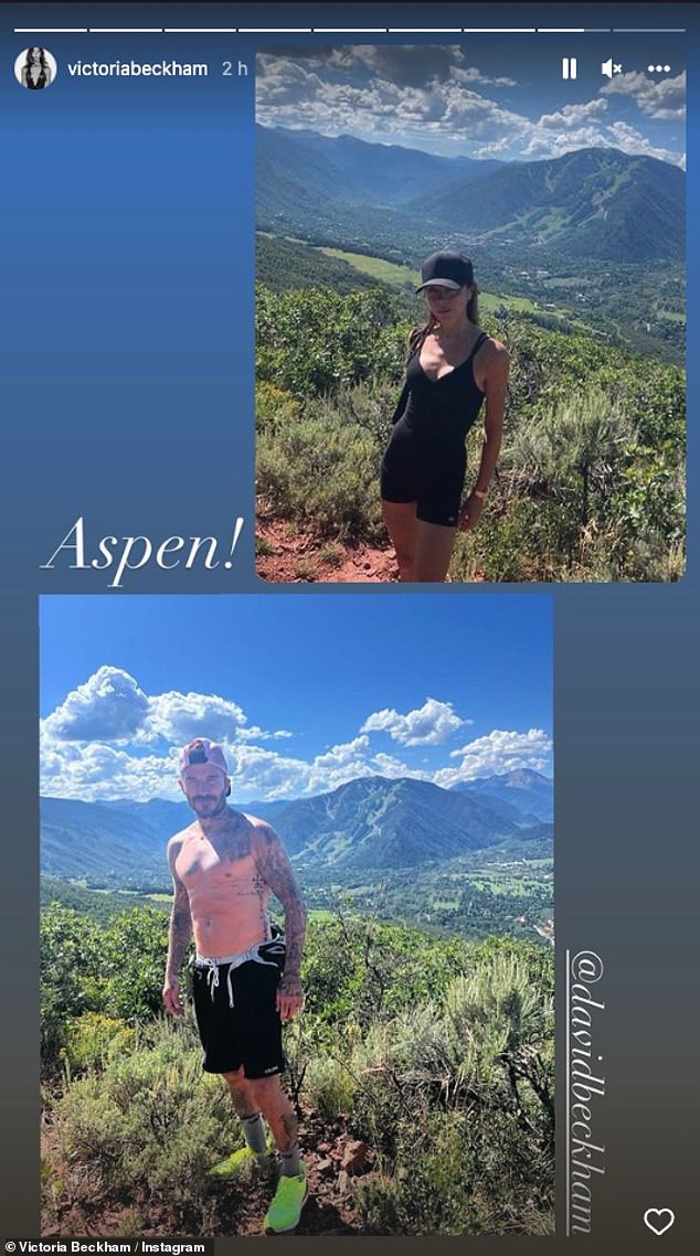 Having fun: It comes after David made fun of his wife Victoria's 'dodgy accent' on Friday while the couple enjoyed a hike in Aspen, Colorado