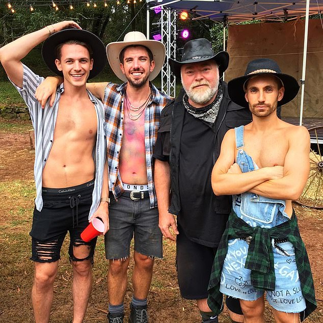 Sandilands encouraged Ross (centre left), who is openly gay, to get vaccinated against monkeypox. (Sandilands is pictured with Ross and two of their friends)