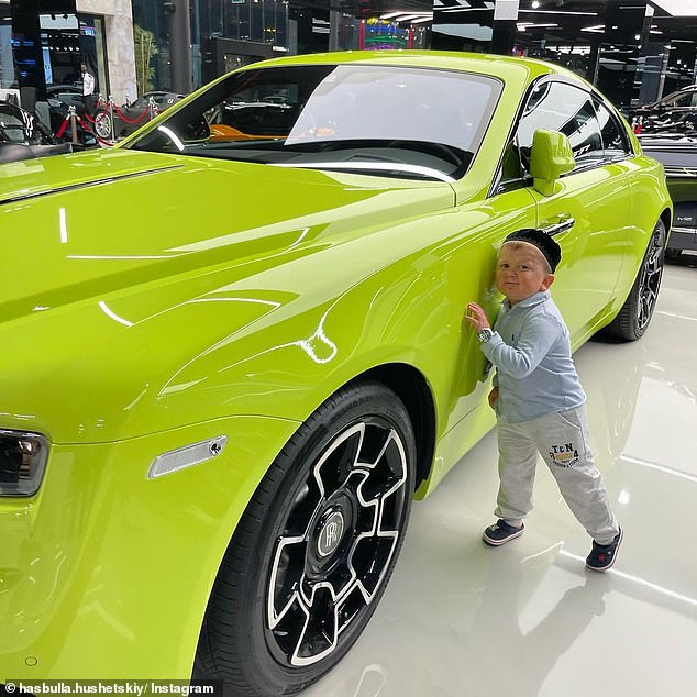 Hasbulla was greeted by a bevy of security guards at Sydney Airport before he was escorted to a luxury $1.2million Rolls-Royce car