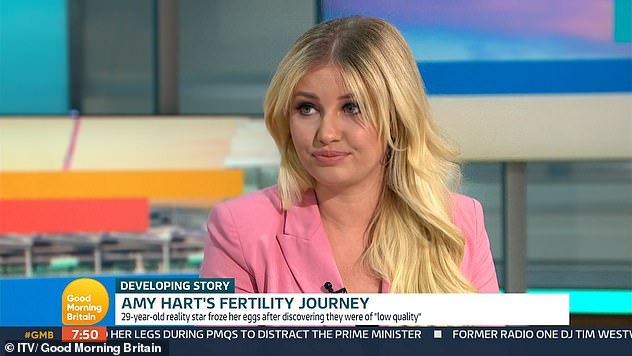 Knowledge: Speaking about fertility MOTs, which cost around £500, Amy said: 'It gives you more options. It gives you more knowing. I know that I've got three to four years of good fertility left'