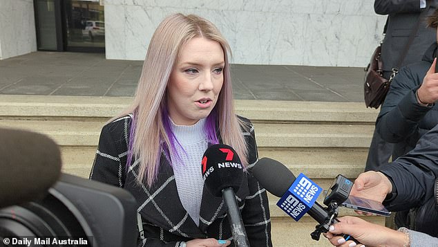 Zoe Buhler lashed out at Premier Dan Andrews outside the Ballarat Magistrates' Court on Tuesday