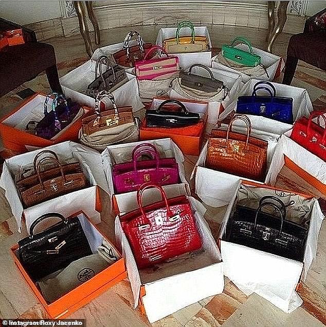 'People buy artwork for walls, I buy handbags!' Roxy said of her collection