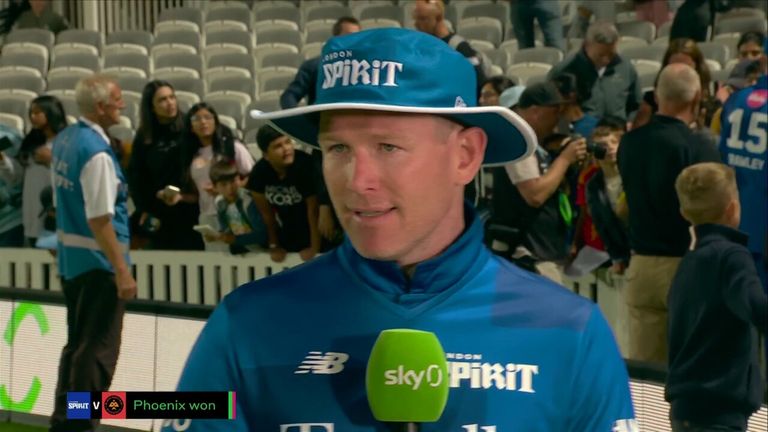 London Spirit Captain Eoin Morgan reacts to his side's defeat at home to Birmingham Phoenix