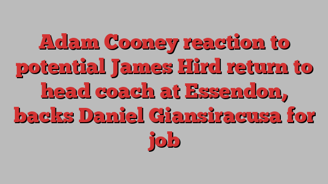 Adam Cooney reaction to potential James Hird return to head coach at Essendon, backs Daniel Giansiracusa for job