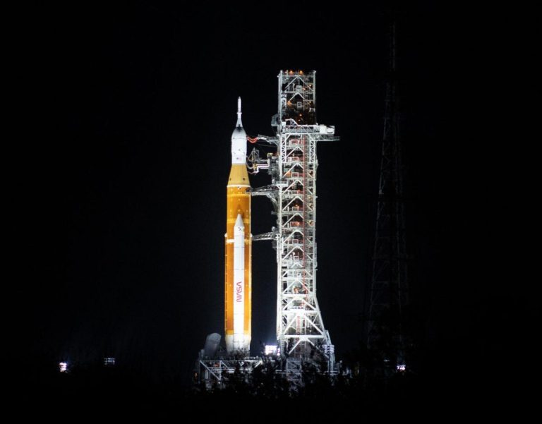 NASA’s Artemis I Mega Moon Rocket Begins Roll To Launch Pad