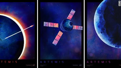 New posters from NASA depict different stages of the Artemis I journey.