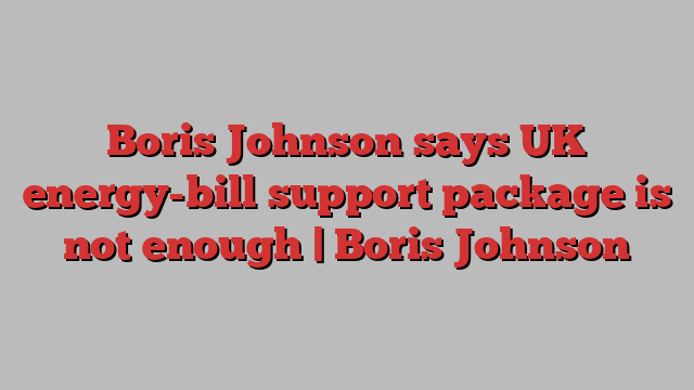 Boris Johnson says UK energy-bill support package is not enough | Boris Johnson