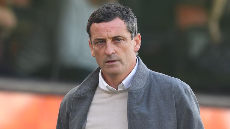 DUNDEE, SCOTLAND - AUGUST 20: Dundee United&#39;s Jack Ross looks dejected at half time during a cinch Premiership match between Dundee United and St Mirren at Tannadice, on August 20, 2022, in Dundee, Scotland.  (Photo by Craig Foy / SNS Group)