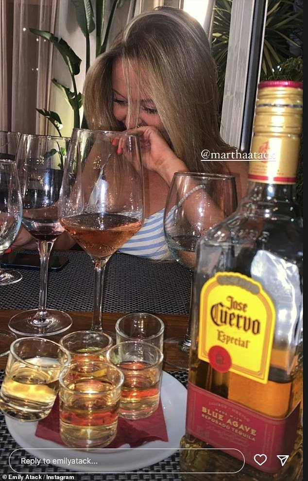 Emily Atack enjoys plenty of tequila as she celebrates mum Kate Robbins birthday