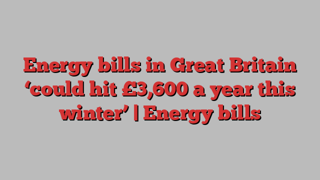 Energy bills in Great Britain ‘could hit £3,600 a year this winter’ | Energy bills