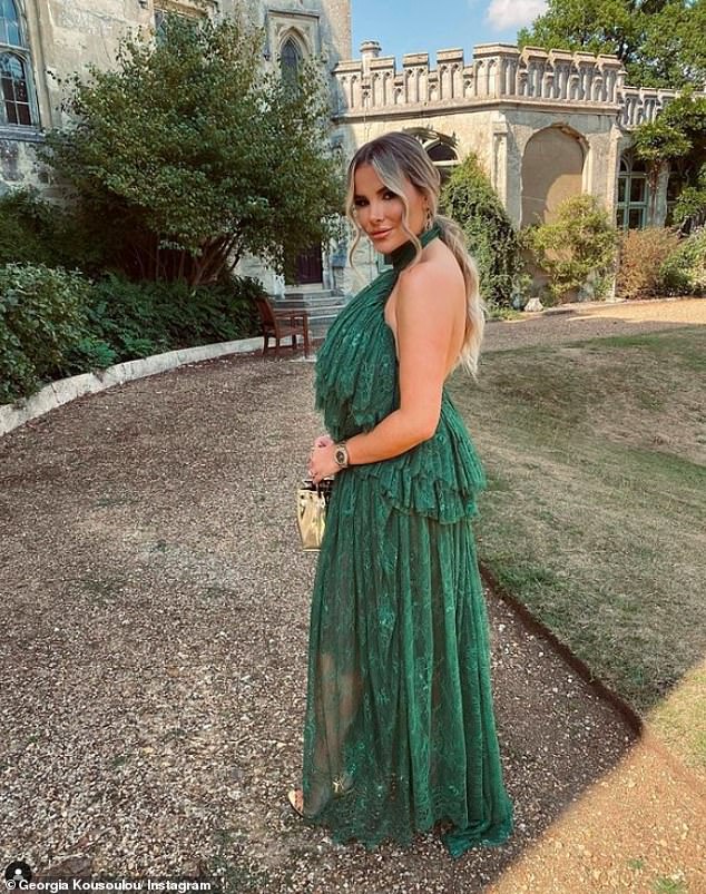 Georgia Kousoulou looks glamorous at Danielle Armstrong’s country estate wedding