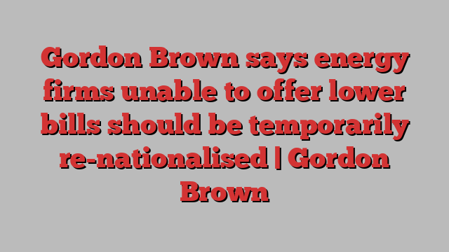 Gordon Brown says energy firms unable to offer lower bills should be temporarily re-nationalised | Gordon Brown