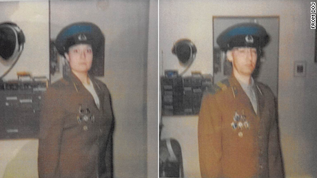 Prosecutors submitted a photo to the court that they say shows Primrose and Morrison in a KGB jacket.