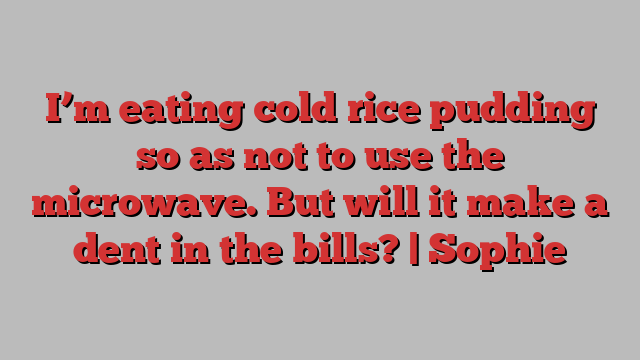 I’m eating cold rice pudding so as not to use the microwave. But will it make a dent in the bills? | Sophie