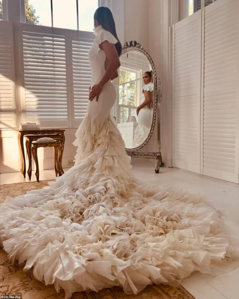 Jennifer Lopez shows off bridal gown in FIRST glimpse of special day with new husband Ben Affleck