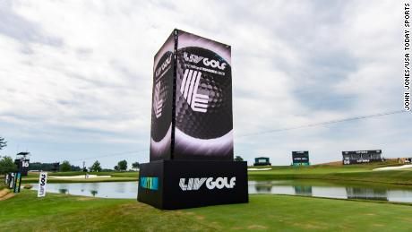 A general course view during the first round of a LIV Golf tournament at Trump National Golf Club Bedminster.