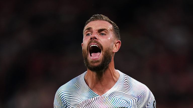 Liverpool&#39;s Jordan Henderson screams during his team&#39;s defeat to Manchester United