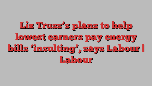 Liz Truss’s plans to help lowest earners pay energy bills ‘insulting’, says Labour | Labour