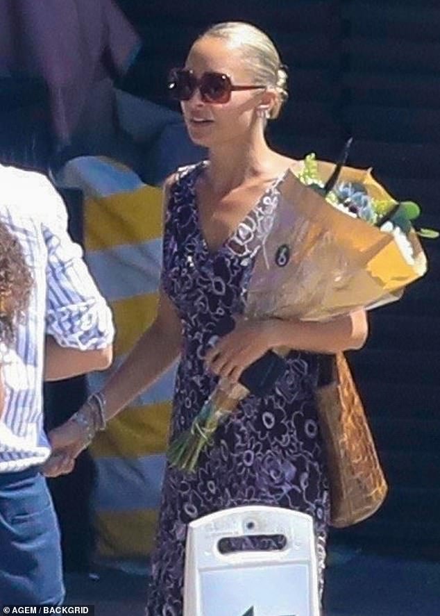 Nicole Richie cuts elegant figure in purple sundress after having lunch with a friend in Malibu