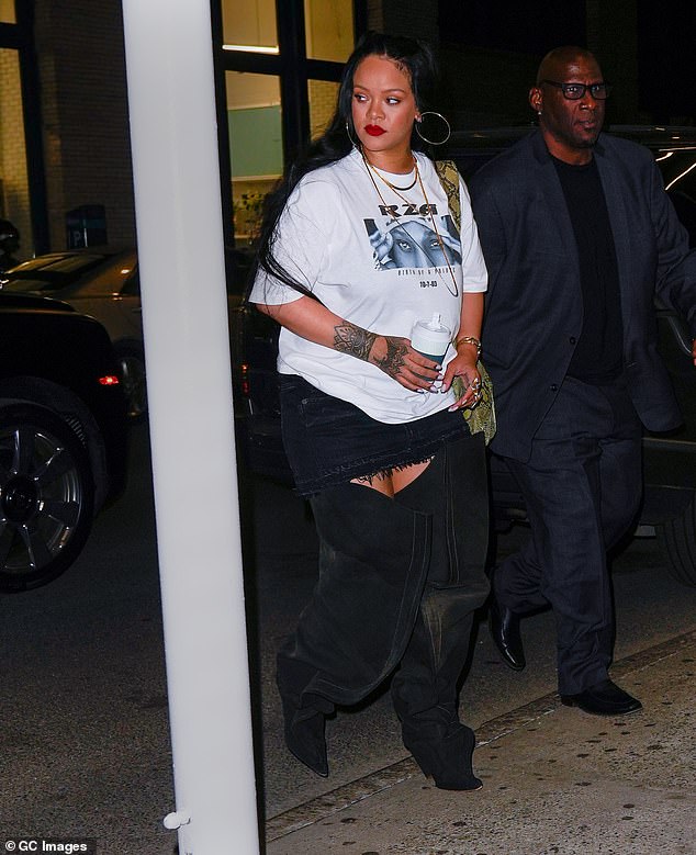 Rihanna rocks bizarre thigh-high boots as she steps out in NYC for date night with A$AP Rocky