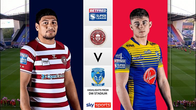 Highlights of the Betfred Super League match between Wigan Warriors and Warrington Wolves.