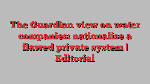 The Guardian view on water companies: nationalise a flawed private system | Editorial