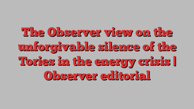 The Observer view on the unforgivable silence of the Tories in the energy crisis | Observer editorial