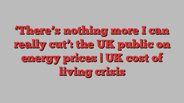 ‘There’s nothing more I can really cut’: the UK public on energy prices | UK cost of living crisis