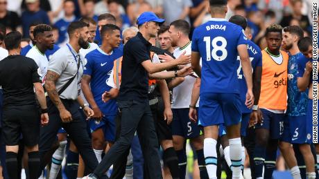 Players and staff separated the two managers at full-time. 