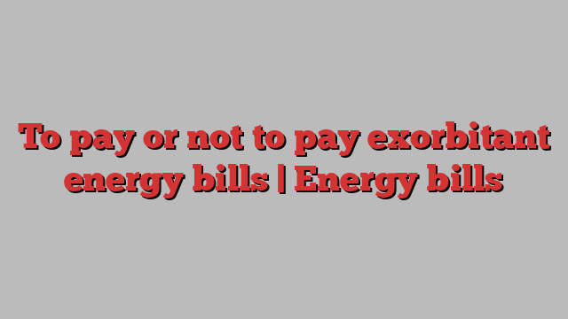 To pay or not to pay exorbitant energy bills | Energy bills