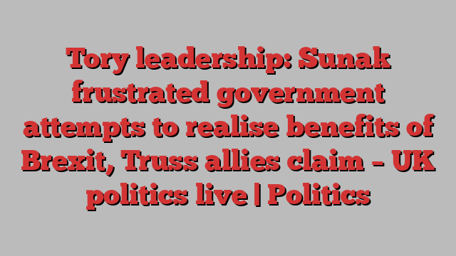 Tory leadership: Sunak frustrated government attempts to realise benefits of Brexit, Truss allies claim – UK politics live | Politics